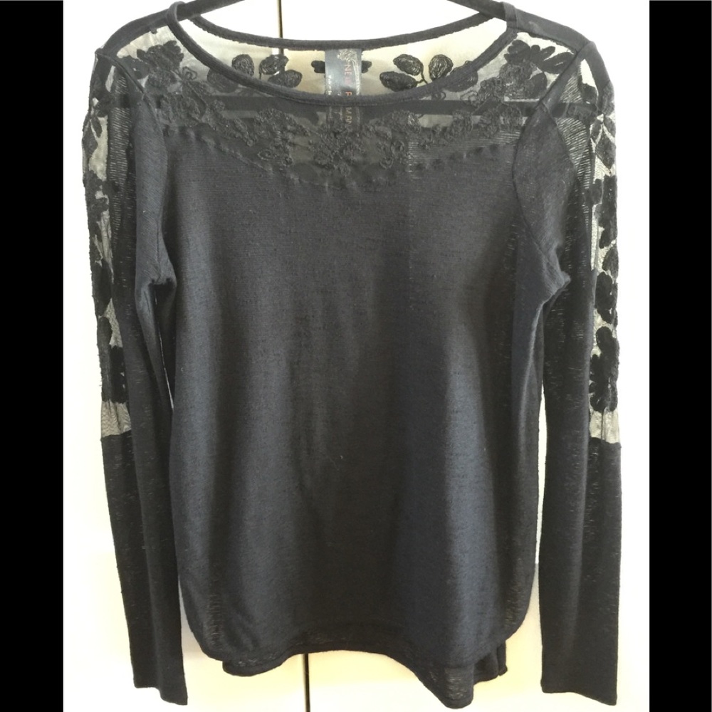 Free People black long sleeve top
